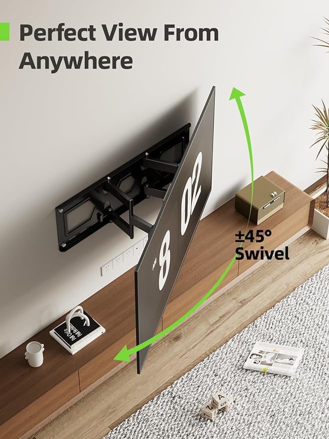 USX Mount Ultra Slim Full Motion TV Wall Mount for 37-90 inch Flat Screen/LED/4K, Wall Mount TV Bracket with Dual Swivel Articulating 6 Arms, Max VESA 600x400mm, Fits 8/16/24 Studs