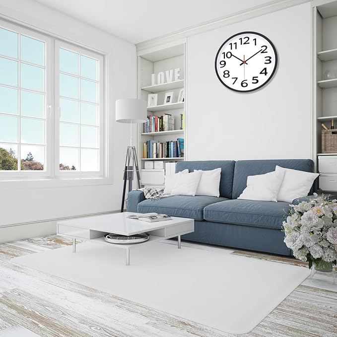 Wall Clock 12 Inch Silent Non-Ticking Big Numbers Easy to Read Wall Clocks Decorative for Office School Bedroom Home