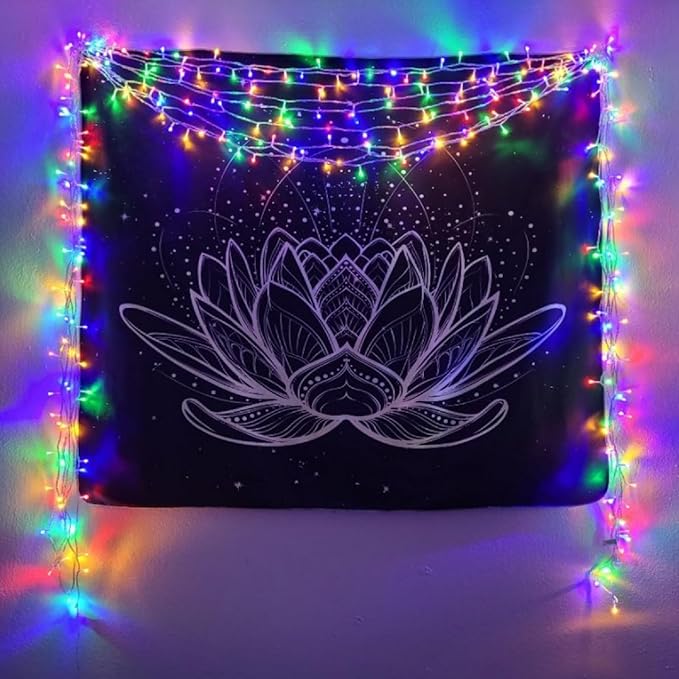 QITONG 165ft 500 LED String Lights Outdoor Waterproof, Multicolor Christmas Light with 8 Modes, Clear Wire Indoor Christmas Tree Lights Plug-in