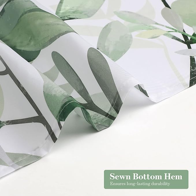 MitoVilla Leaves Small Stall Shower Curtain 36 x 72, Plant Leaves Narrow Half Size Fabric Vintage Shower Curtains for Chic Bathroom Decor, Modern Cloth Shower Curtain 36 inch, Green