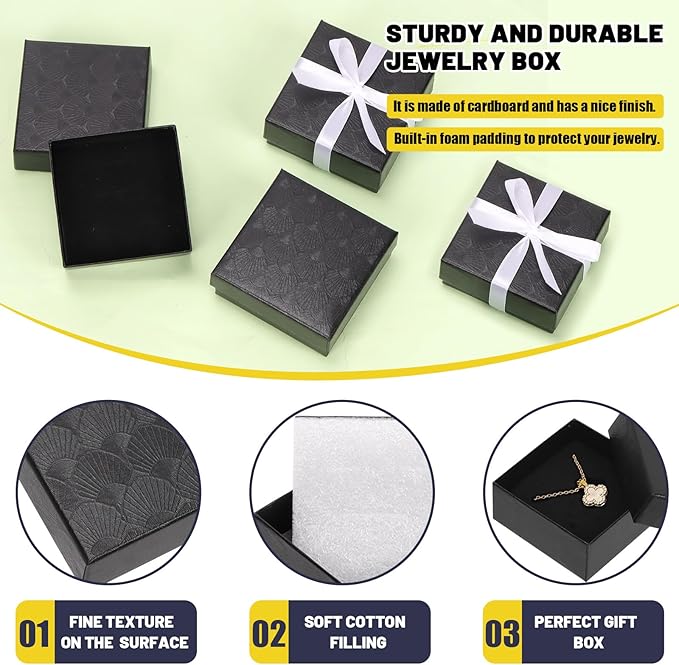 Glarks 17pcs 2.95 x 2.95in Jewelry Gifts Boxes Kit, Black Fan Shaped Jewelry Boxes for Ring Earring Jewelry, Christmas, Birthday, Anniversaries, Valentine’s Day, Mother’s Day and Other Festivals