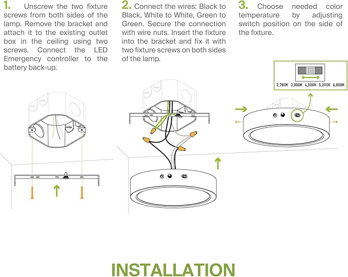 ASD LED 9" Round Flush Mount Ceiling Light Fixture, Low Profile Surface Lighting | 5CCT, Dimmable, Battery Backup, ETL Listed | 18W 1600LM 2700-6000K 120V | Kitchen, Bedroom, Hallway Lamp | White