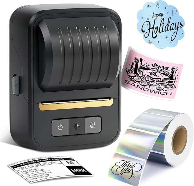 Label Makers, Label Maker Machine with Tape, Bluetooth Label Maker, Portable Thermal 2 Inch Label Printer for Small Business, Barcode, Address, Logo, Clothing, Sticker Printer for Phones & PC