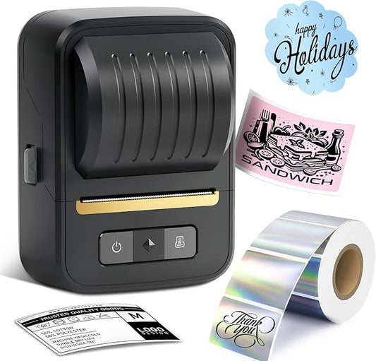 Label Makers, Label Maker Machine with Tape, Bluetooth Label Maker, Portable Thermal 2 Inch Label Printer for Small Business, Barcode, Address, Logo, Clothing, Sticker Printer for Phones & PC