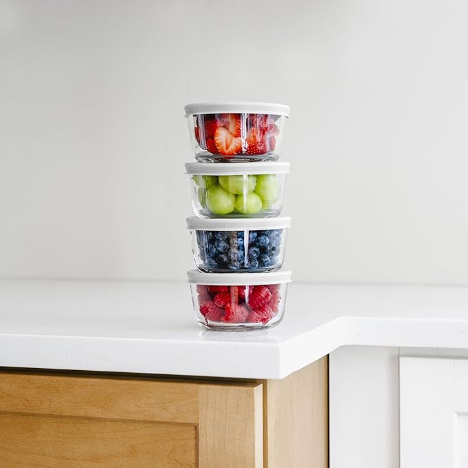 16-Piece Glass Food Storage Containers Set (8 Containers + 8 BPA-Free Lids) | 7-Ounce, Leakproof | Microwave, Freezer, Oven & Dishwasher Safe | Ideal for Meal Prep & Pantry Organization
