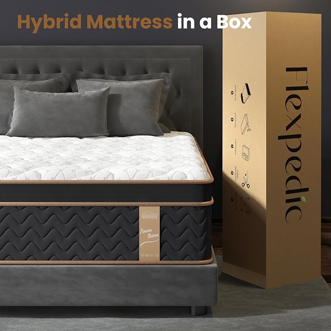 Full Mattress 10 Inch, Cooling Hybrid Bed in a Box, Individual Pocket Springs, Motion Isolation, Targeted Hip/Shoulder/Lumbar Support, Fiberglass-Free, Ergonomic Zones, 365-Night Trial, CertiPUR-US