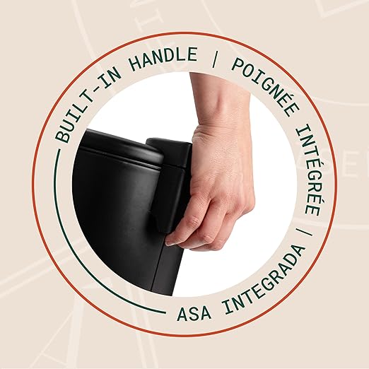 ACENTO 1.3 Gal Round Bathroom Trash Can with Lid – Stainless Steel Small Trashcan with Soft Close Pedal & Removable Liner – Compact Waste Bin for Bathroom, Bedroom, Dorm, Office – Matte Black
