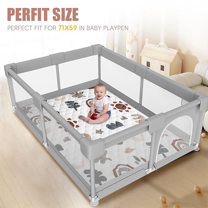 Baby Play Mats for Floor 71"x59" Play Mat for Playpen Thicken Soft Premium Playmats for Babies and Toddlers Machine Washable for Easy Care