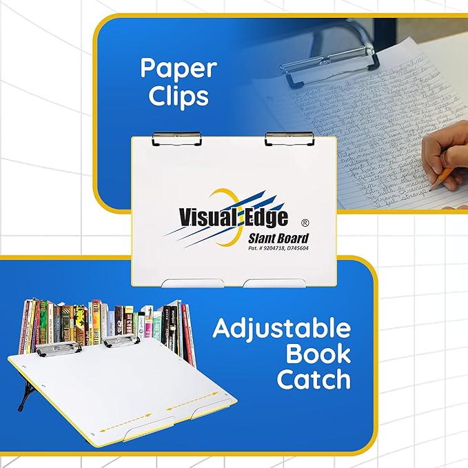 Slant Board for Writing - Adjustable Magnetic Whiteboard & 22° Angle Ergonomic Desk for Reading, Writing, & Drawing for Students, Teachers – Ideal for Posture, Study & Orientation – Yellow