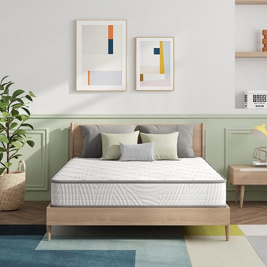 Novilla Full Size Mattress, 8 inch Hybrid Full Mattresses in a Box, Innerspring Mattress for Back Pain Relief, Supportive Mattresses with Comfortable & Breathable Foam, Certipur-Us Certified