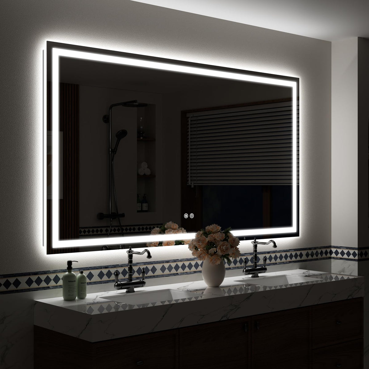 VEEYLOS 72x36 Inch LED Bathroom Mirror with Lights, Backlit & Front Lit