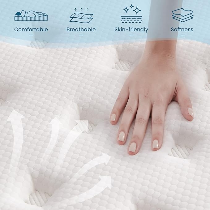 Queen Size Mattress, 14 inch Hybrid Memory Foam Queen Bed Mattress in a Box, Pocket Spring for Motion Isolation, Pressure Relief, Silent Sleep, CertiPUR-US