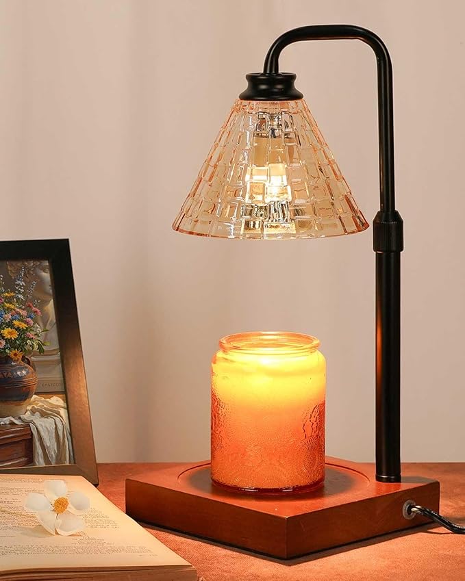 Vintage Candle Warmer Lamp with Timer Dimmer, Adjustable Height, House Warming Christmas Birthday Gifts for Women Mom, White Candle Lamp Warmer, Wax Warmer Lamp for Jar Candles with 2 Bulbs