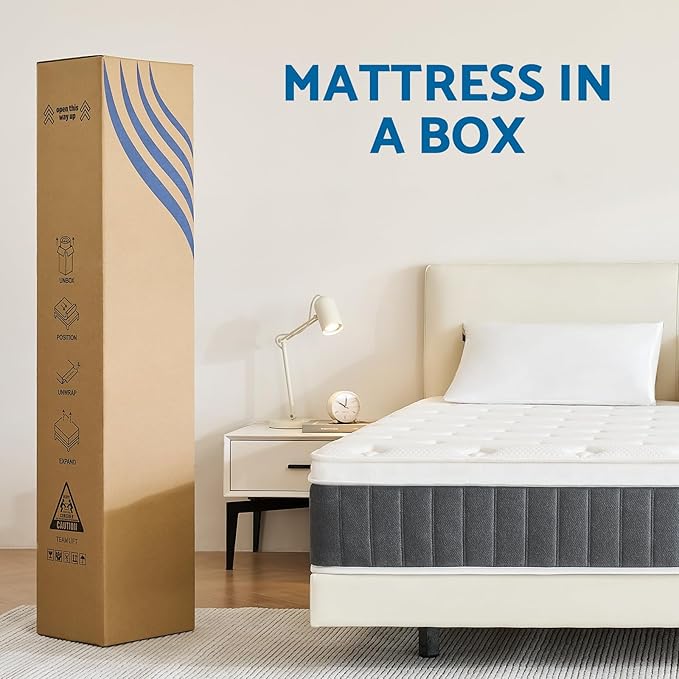 Full Mattress, 10 Inch Hybrid Mattresses with Pocket Springs, Medium Firm Full Size Mattress in a Box, Upgraded Support