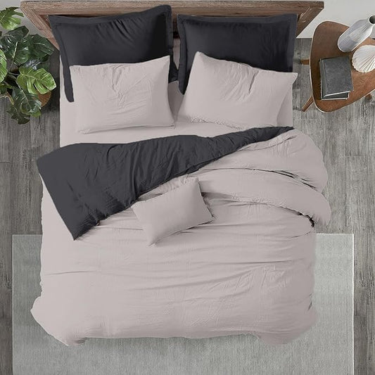Kotton Culture 1 Pc Queen Size Duvet Cover Only -100% Egyptian Cotton Sateen 600 TC Ultra Soft Premium Durable Comforter Cover Zipper Closure & Corner Ties (Blended Grey, Queen/Full 90" X 90")