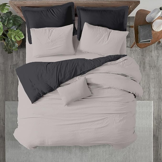Kotton Culture 1 Pc California King Size Duvet Cover Only -100% Egyptian Cotton Sateen 600 Thread Count Ultra Soft Premium Durable Comforter Cover Zipper Closure & Corner Ties (Blended Grey,104"x98")