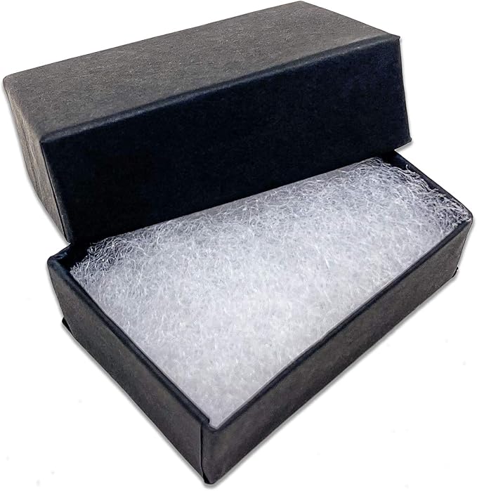TheDisplayGuys - 100-Pack #10 Cotton Filled Cardboard Paper Jewelry Boxes Gift Case - Matte Black (1.9" x 1.3" x 0.7") - for Shipping or Storage