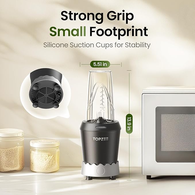 Personal Smoothie Blender - 1000W Single Serve Smoothie Maker with 24oz Portable Travel Cups, Ideal for Protein Shakes, Frozen Drinks, and Kitchen Use