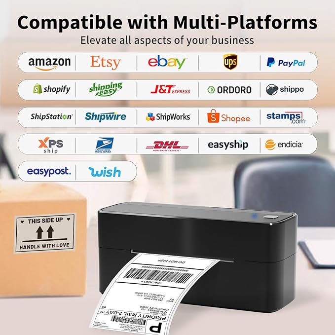 ASprink Shipping Label Printer - 241BT Bluetooth Thermal Label Printers for Small Business, 4X6 Wireless Thermal Printer for Shipping Packages, Compatible with iPhone, Windows, USPS, Amazon, Black