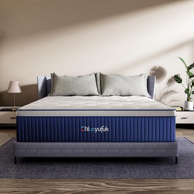 12 Inch Queen Size Mattress in a Box,Hybrid Mattress,Gel Memory Foam Individually Wrapped Pocket Coils Innerspring Pressure Relief,Soft,CertiPUR-US Certified,Fiberglass-Free