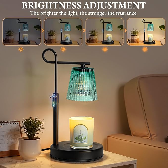 Candle Warmer Lamp with Timer Dimmer, Adjustable Height Wax Warmer Lamp for Jar Candle, Wax Melter House Warming Gifts New Home Décor, Birthday Gifts for Women Mom (Black)