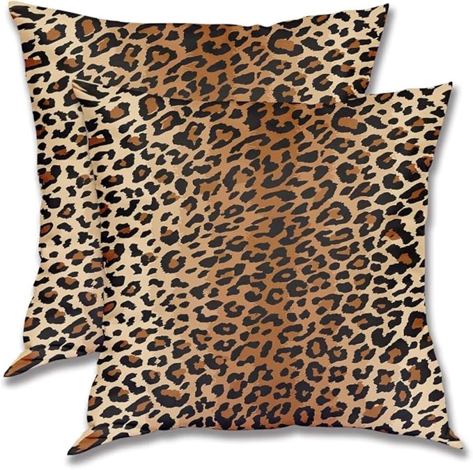 BETGINY Leopard Throw Pillow Cover 22 x 22 Inch Pack of 2, Cheetah Print Pillow Covers Square Cushion Faux Animal Skin Pillowscase for Bedroom Home Sofa Decoration