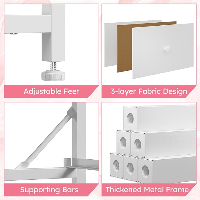 Dresser for Bedroom with 12 Drawers Tall Dressers for Bedroom Fabric Dressers & Chest of Drawers with Sturdy Metal Frame, Wood Top, for Woman, Closet, 40.6" W x 11.8" D x 44.5" H (White)
