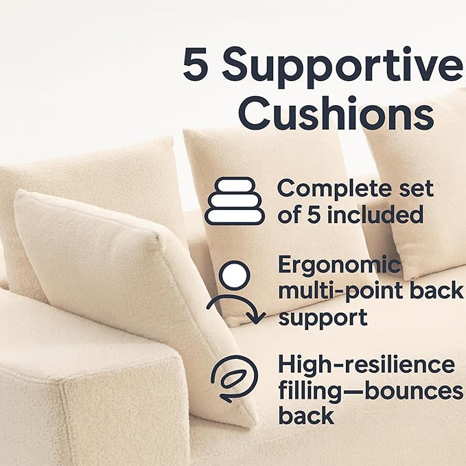 KEIKI L-Shape Cloud Sectional Sofa, 96” Modern Modular Boneless Couch with Left Chaise Lounge, Upholstered Couches for Living Room Bedroom, Beige
