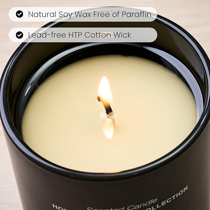 M&SENSE Natural Soy Candle| Leather Night | 5.3 oz | Minimalist Scented Candle for Relaxation, Gifting, Home Décor | for Bedroom, Office, Party Small
