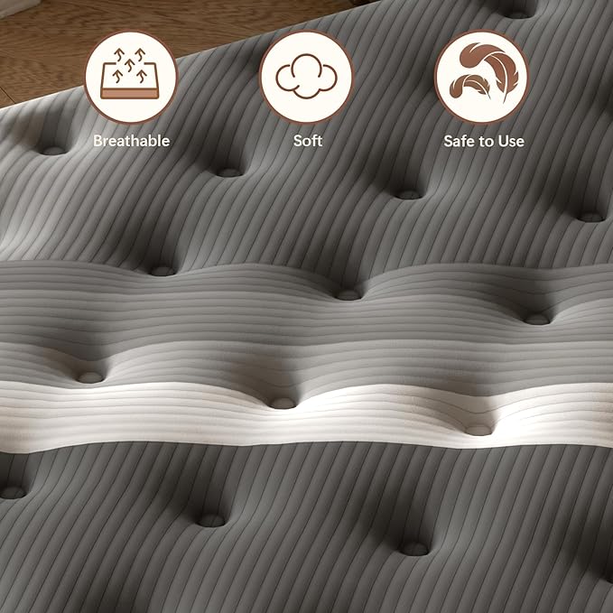 King Mattress,Lechepus 14Inch Soft Memory Foam Hybrid Mattress in Box,Plush Feel King Size with Supportive Pocket Coil for Back Pain Relief,Motion Isolation, None of Fiberglass