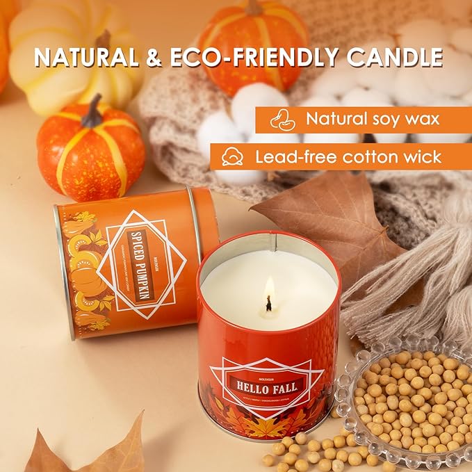 Fall Candle – Autumn Hearthglow Scented Soy Candle (9oz), 50-Hour Burn, Autumn Decor, Holiday Gift for Women & Men