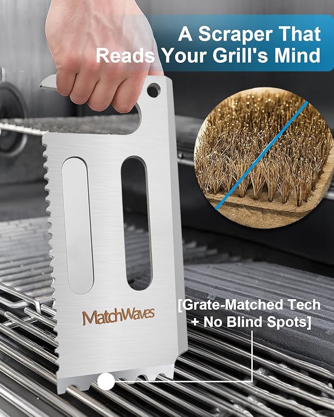 Stainless Steel Grill Scraper, Grill Grate Cleaner for Traeger Grills - Safe Bristle-Free Grill Cleaning Tool
