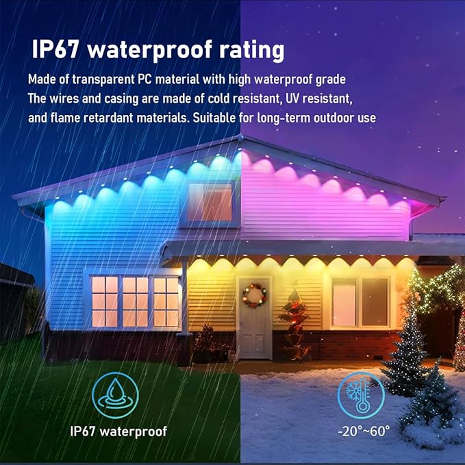 GAINTLUMI Permanent Outdoor Light,50ft with 30 LED Eaves Lights,Smart RGB Outdoor Lights with 75 Scene Modes,IP67 Waterproof,for Halloween Decorations,Christmas,Holiday,Party,with App and Remote