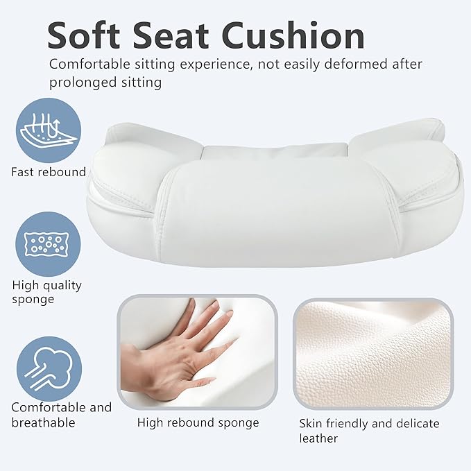 FDW Office Chair Massage Computer Chair High Back Adjustable Desk Chair Rolling Swivel Executive Chair PU Leather with Lumbar Support Arms Headrest Task Chair,White