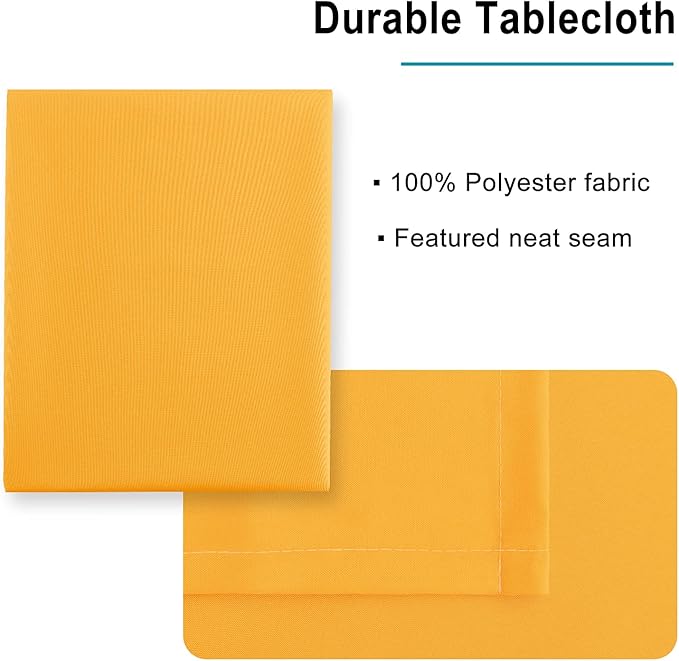 Hiasan Orange Yellow Rectangle Tablecloth - Waterproof Washable Fabric Table Cloth for Dining Party and Outdoor Use, 70 x 90 Inch