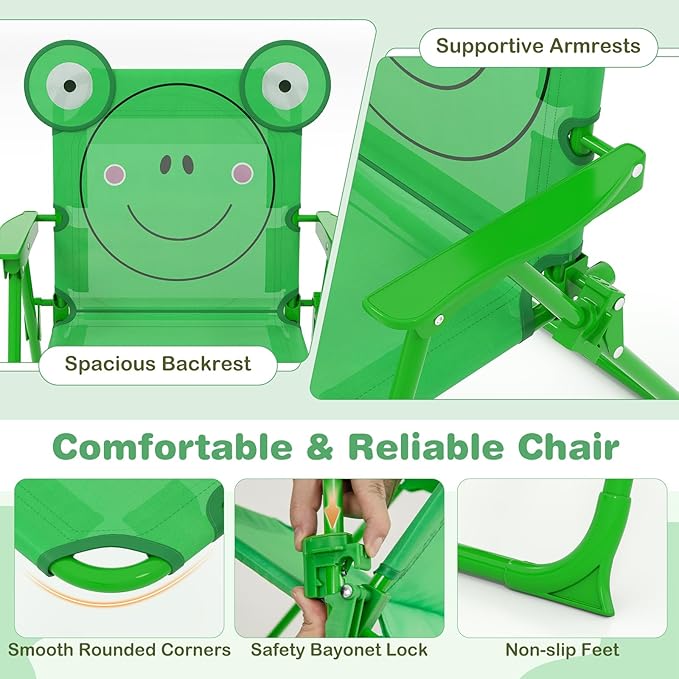 Costzon Kids Picnic Table, Kids Outdoor Table with 2 Folding Chairs, Height Adjustable Umbrella, Portable Children Outdoor Furniture for Patio, Garden, Backyard (Green)