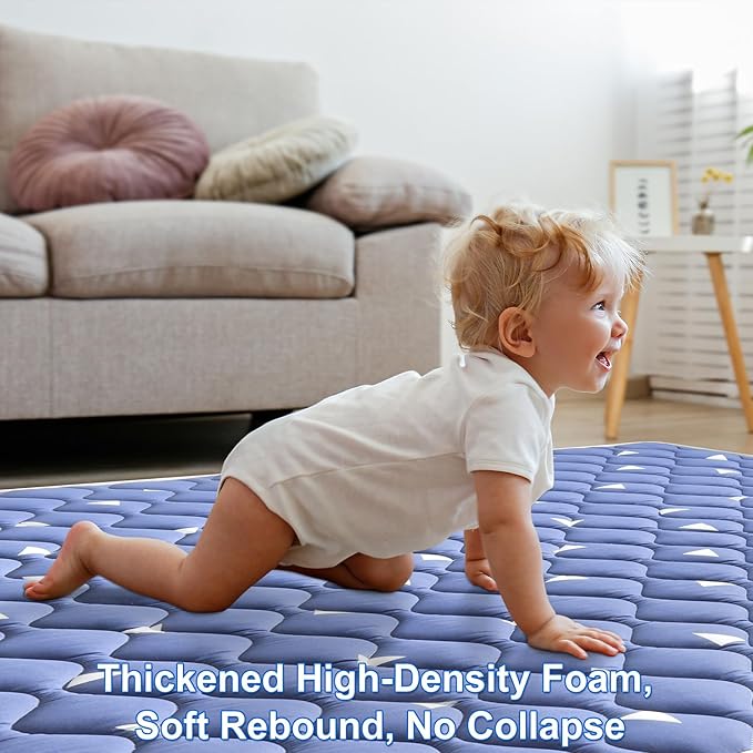 Lilyvibebearhappy Premium Foam Baby Play Mat 47" X 47", Thicken One-Piece Crawling Mat, Non-Slip Cushioned Baby Playmats for Infants, Babies, Toddlers - Machine Washable for Easy Care