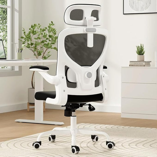 Soohow Ergonomic Office Chair,Home Office Desk Chair with Adjustable Lumbar Support Armrests,Comfy Computer Desk Chair with Headrest,for Home and Office, Black