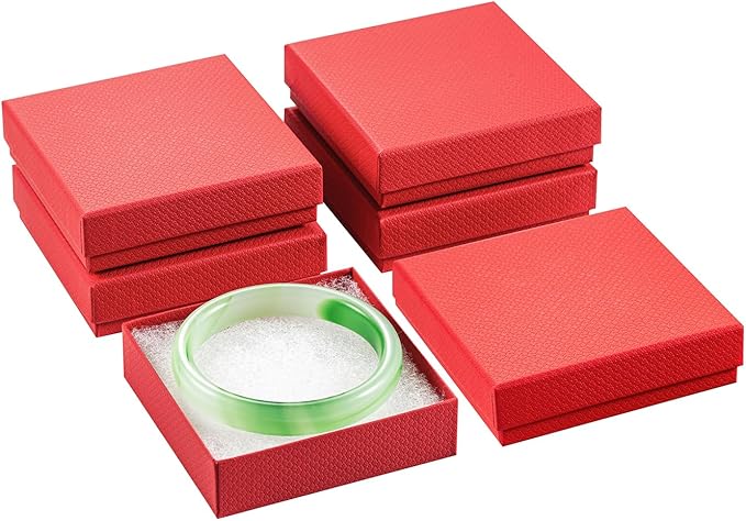 Magicool 20 Pack 3.5x3.5x1 Inch Red Cardboard Jewelry Boxes, Gift Boxes with Lids and Cotton, Perfect for DIY, Wedding, Engagement, Mother's Day, Birthday