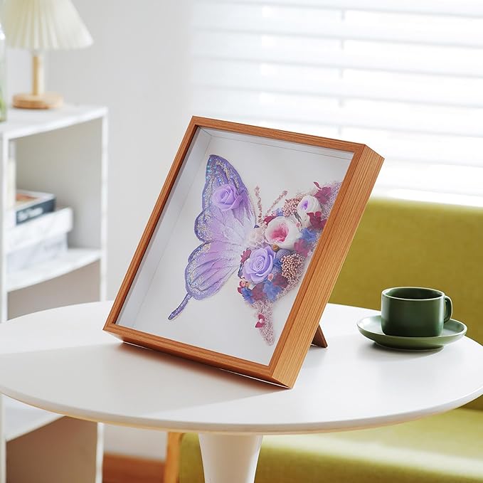 Handmade Butterfly Wall Art with Preserved Roses, 12x12 Shadow Box Frame Gifts, Unique Birthday & Anniversary Present for Women Mom Wife Girlfriend Daughter