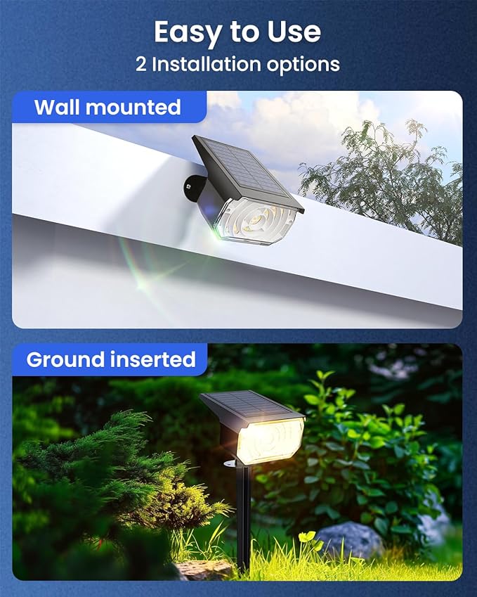 Solar Spot Lights Outdoor Waterproof IP67, 6 Lighting Modes 60 LED, Landscape Spotlights for Tree Yard Garden House Driveway Pathway（6 Pack）