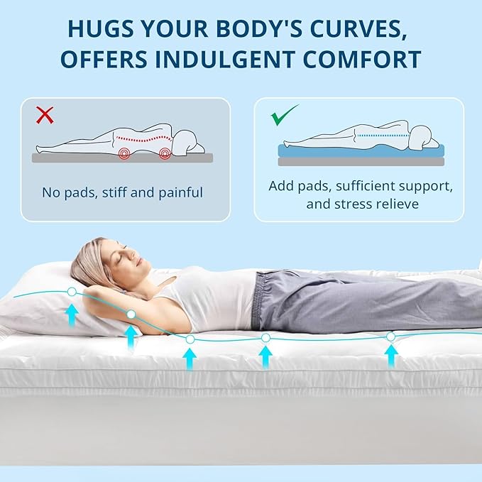 YUGYVOB Mattress Pad Extra Thick, Cooling, and Breathable Full Size Mattress Topper 8-21" Deep Pocket Soft Down Alternative Fill