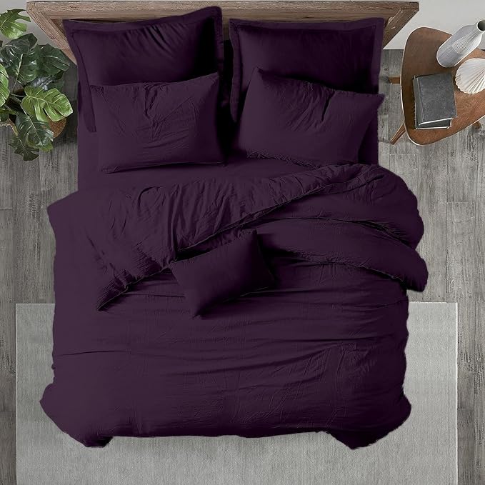 Kotton Culture 3 Pc California King Size Duvet Cover Set -100% Egyptian Cotton Sateen 600 Thread Count Ultra Soft Premium Durable Comforter Cover Zipper Closure & Corner Ties (Plum,104"x98")