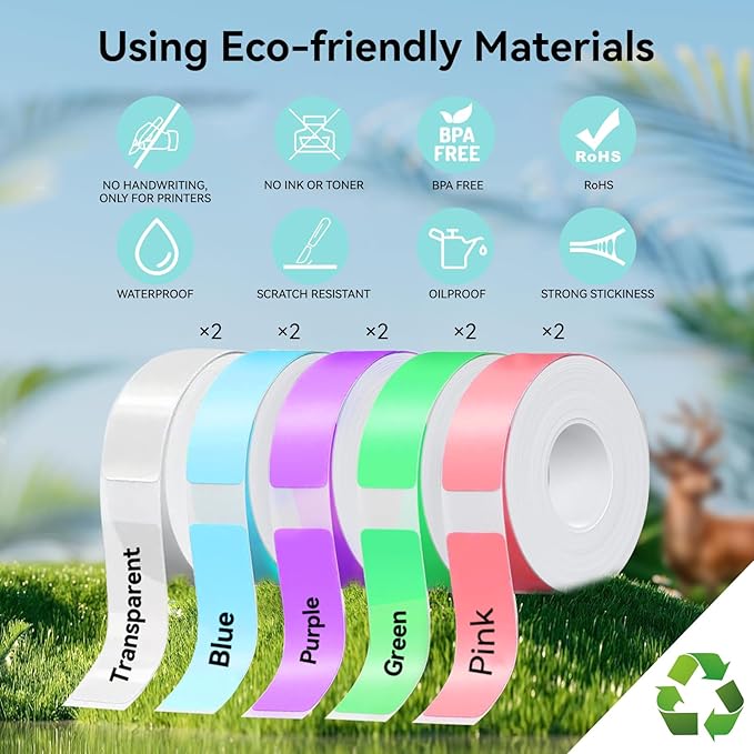 Label Maker Tape Refill 12mm 0.47, Standard Laminated Thermal Label Tape Replacement, 0.47"×1.57"(12×40mm) 1650 Labels/10Rolls/Pack, High Definition Labeling Tape for Home Office School Hotel
