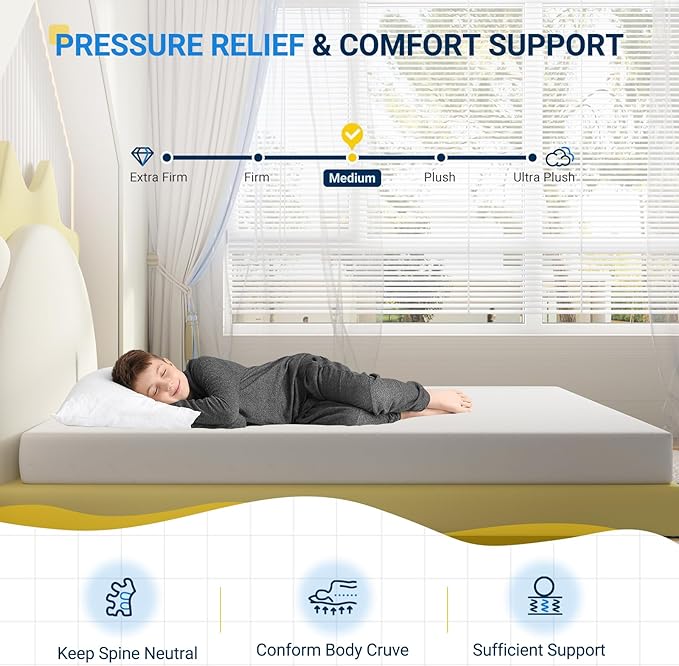 Avenco Queen Size Mattress, 6 Inch Memory Foam Queen Mattress in a Box for Comfort Sleep & Pressure Relief, CertiPUR-US Certified Medium Firm Queen Mattresses