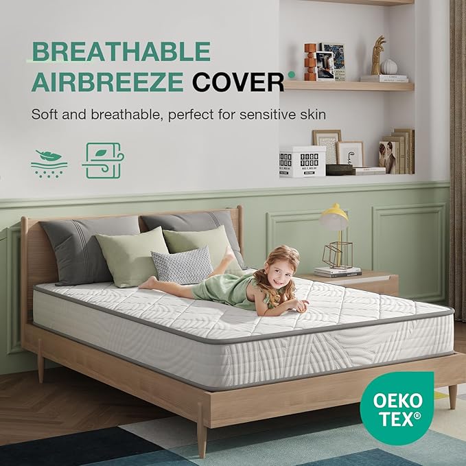 Novilla Full Size Mattress, 8 inch Hybrid Full Mattresses in a Box, Innerspring Mattress for Back Pain Relief, Supportive Mattresses with Comfortable & Breathable Foam, Certipur-Us Certified