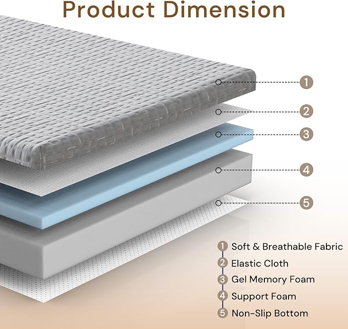 Foldable Mattress, 4 Inch Memory Foam Guest Floor Mat, Tri Folding Portable Mattress for Toddlers and Adults, Washable Cover, Non-Slip Design, Queen Grey (Size: 60" L x 80" W x 4" Th)