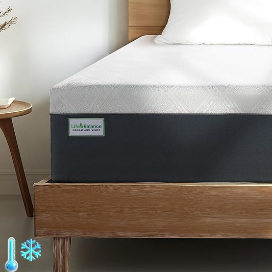 Life Balance 10 Inch Twin Size Mattress, Gel Memory Foam Mattress for Pressure Relief, Motion Isolation in Made in USA Mattresses, CertiPUR-US Certified, Medium Firm Twin Colchones, CY-10-T
