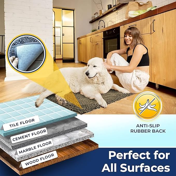Muddy Mat Chenille Bathroom Rugs Quick Dry Microfiber Mats Non Slip Washable, Extra Thick, Soft and Highly Absorbent Bath Mats for Bathroom, Kitchen, and Shower Floor - Beige Runner 59"X24"