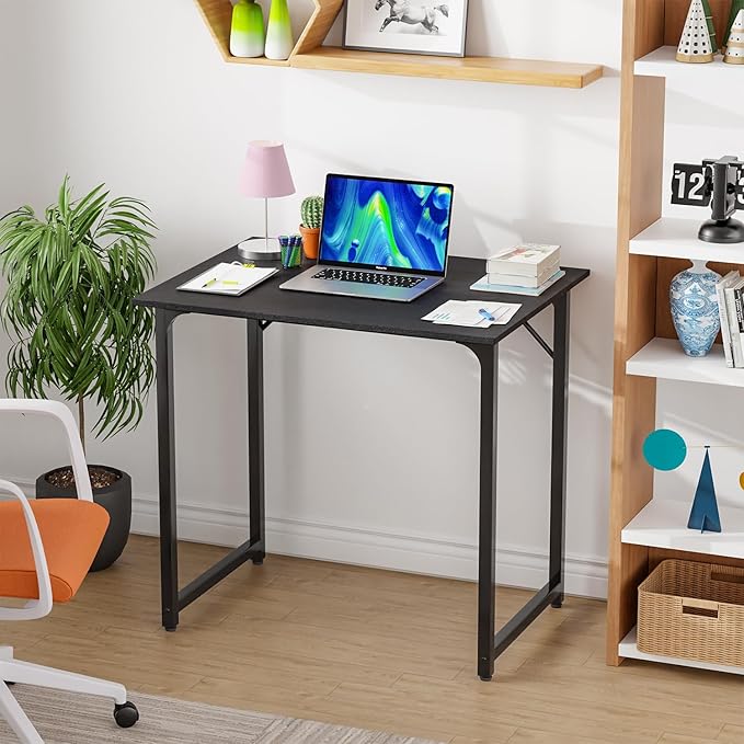 PayLessHere | 32 Inch Computer Desk | Black | Office Desk with Metal Frame, Adjustable Feet | Water-Resistant, Scratchproof Surface | Sturdy Writing Table for Home Office or Study | Pack of 1